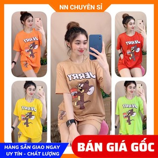 Đồ bộ nữ Bộ mặc nhà Vải thun mềm mịn mát in hoạt hình chuột Mickey dễ thương TP94