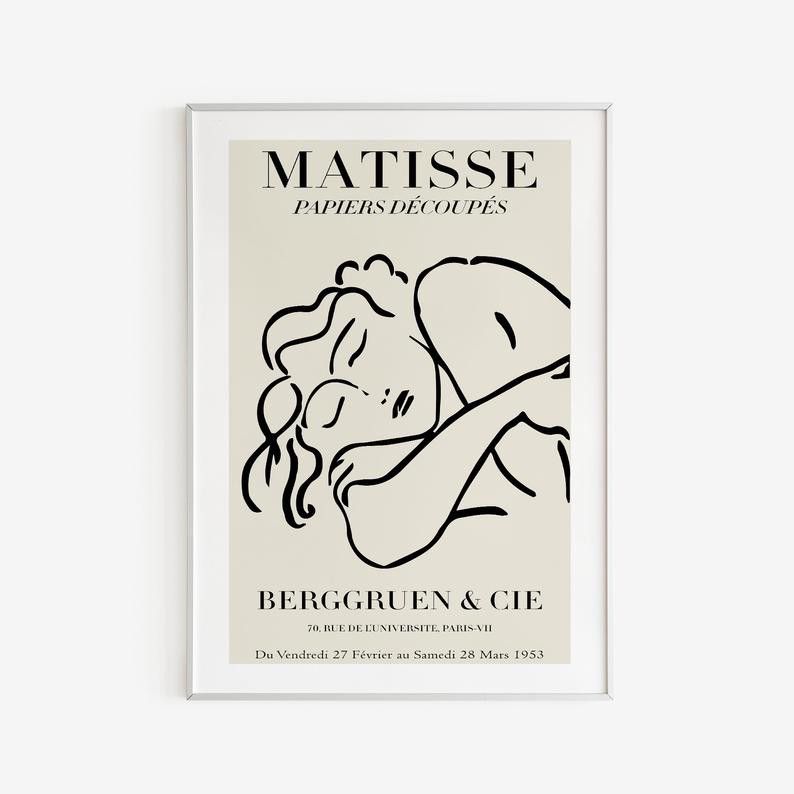 Tranh Canvas Cao Cấp  Tranh Matisse Sleeping Woman Print, Henri Matisse Art Exhibition Poster, French Wall Art