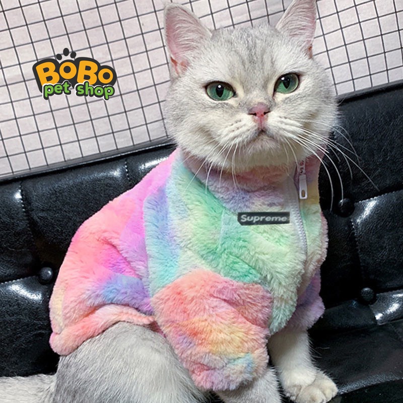 Áo khoác lông cho thú cưng phối màu pastel sang chảnh siêu mềm mịn loại cao cấp