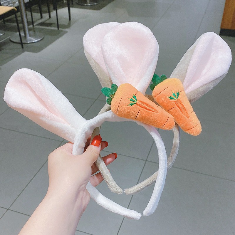 Cài Tóc Tai Thỏ Carot Vải Nhung Phong Cách Hàn Quốc