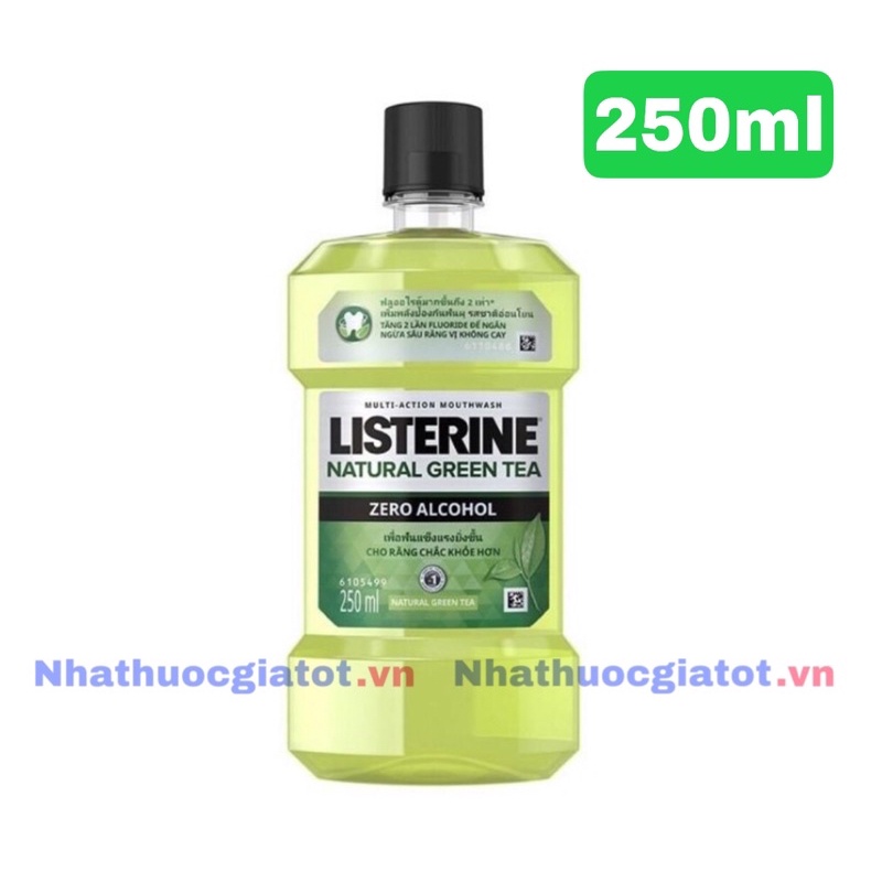 [Chai 250ml] Nước Súc Miệng Trà Xanh Listerine Natural Green Tea Zero Alcohol 250ml