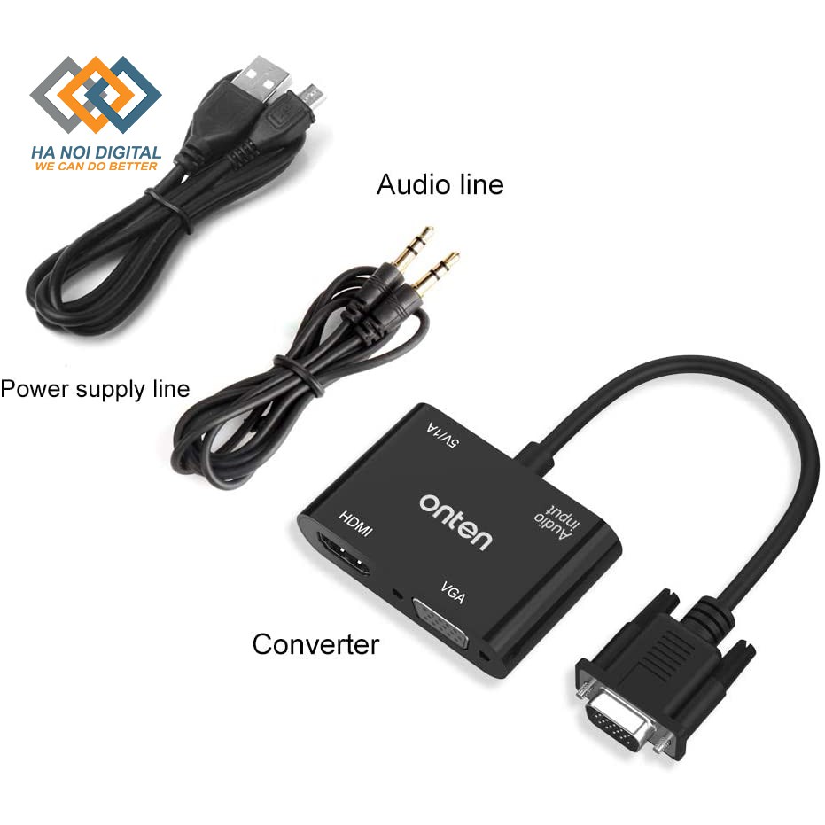 Cáp chuyển VGA sang VGA và HDMI Song Song Onten OTN-5138HV - Bảo hành 12 tháng