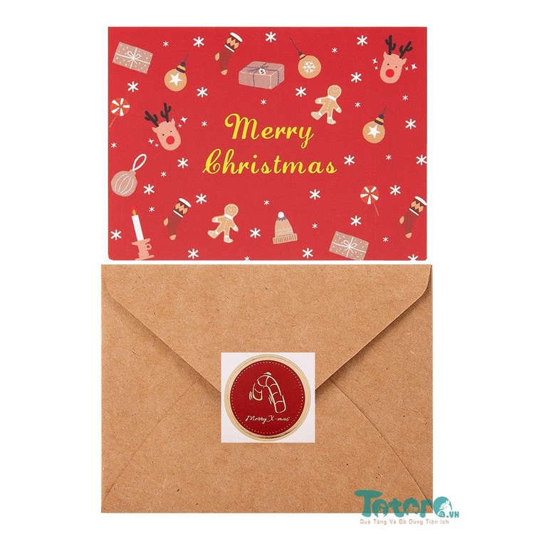 Thiệp kèm phong bì Merry Chirstmas Giáng Sinh Noel Ấm Áp
