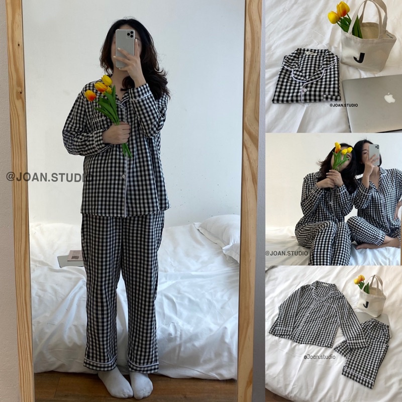 LONG CARO PYJAMA Đồ Ngủ Nữ, Đồ Mặc Ở Nhà Chất Kate Bộ Dài