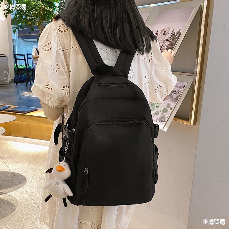 Balo Nữ Ulzzang Đi Học Basic Trơn Unisex Vải Dù Mịn Giá Rẻ BL05