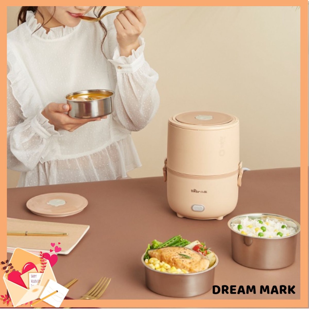 Hộp cơm cắm điện Bear DFH-B15N1, 1.6 lít, nấu chín, hâm nóng, giữ nhiệt cho thức ăn, dùng cho văn phòng