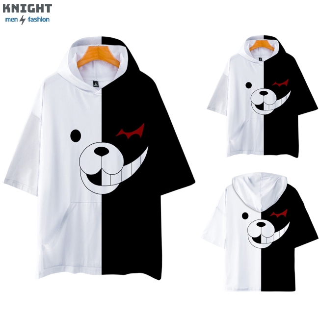 Áo hoodie tay ngắn in kỹ thuật số 3D hình Danganronpa Monokuma thời trang