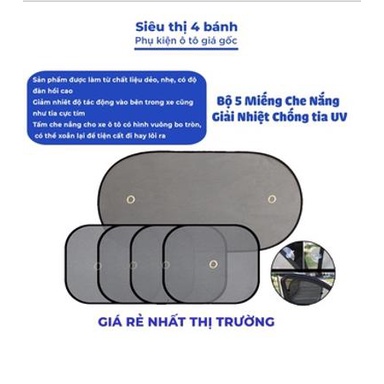 Bộ 5 miếng che nắng ô tô, Bạt chắn nắng o to từ bên trong chống nắng tránh tia UV loại dày