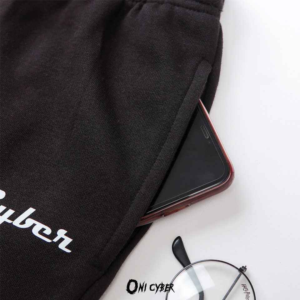 Quần short Unisex ONI CYBER chất nỉ dày dặn, quần đùi nam nữ Local brand bassic cao cấp 2 màu đen và be in logo QONI01 | BigBuy360 - bigbuy360.vn