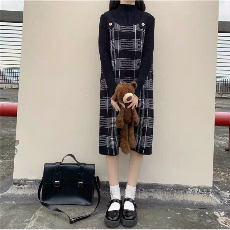 SET YẾM DẠ KẺ + ÁO THUN ĐEN CỔ LỌ TD 🎋