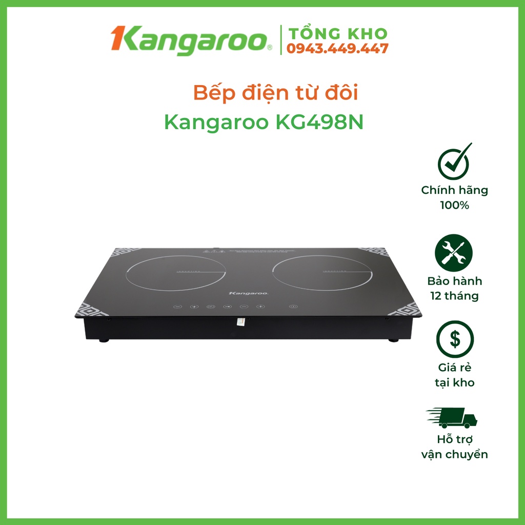 Bếp điện từ đôi Kangroo KG498N, điều khiển cảm ứng, khoá trẻ em