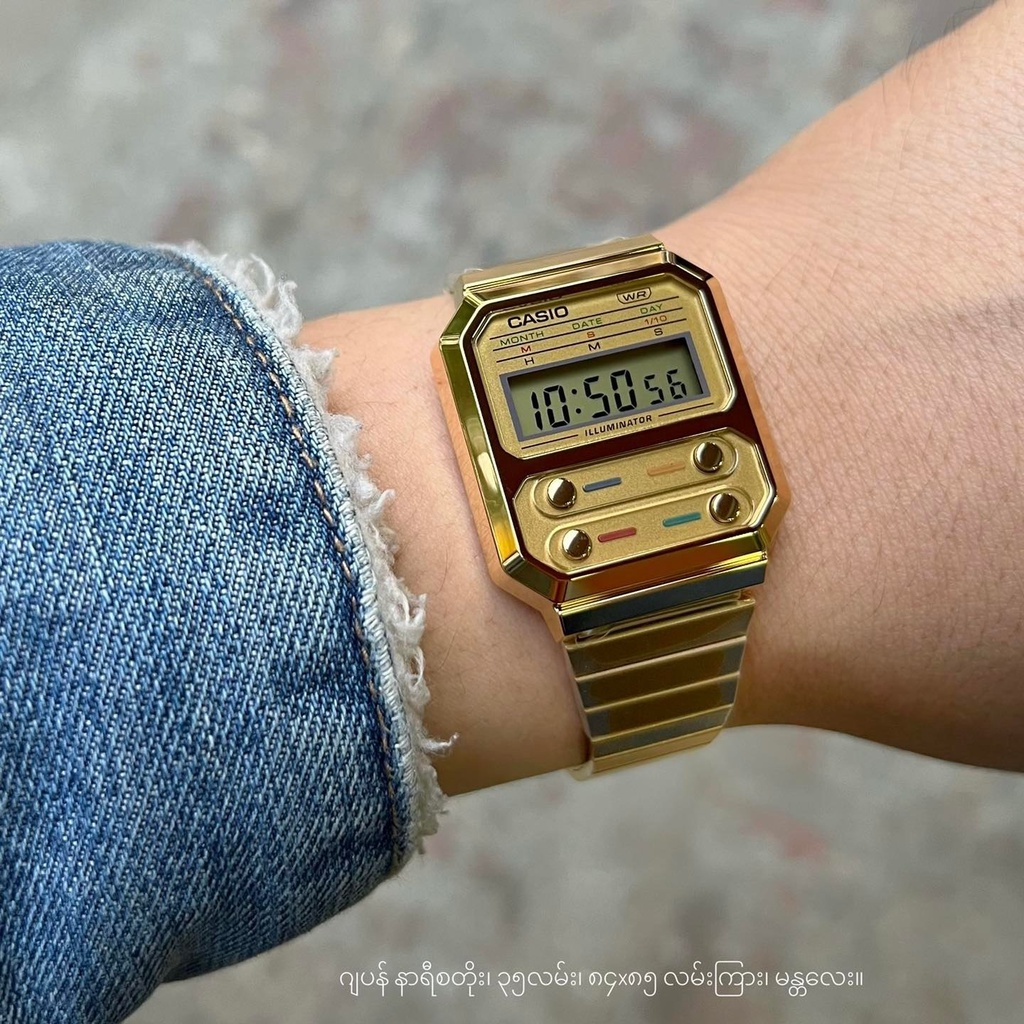 Đồng hồ nam điện tử Casio dây kim loại A100WE-1ADF chính hãng