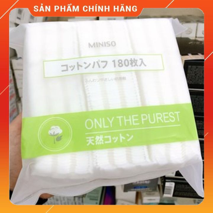 Bông tẩy trang MINISO Nhật bản [HÀNG CHÍNH HÃNG]  túi zíp 180m 2 lớp 100% cotton