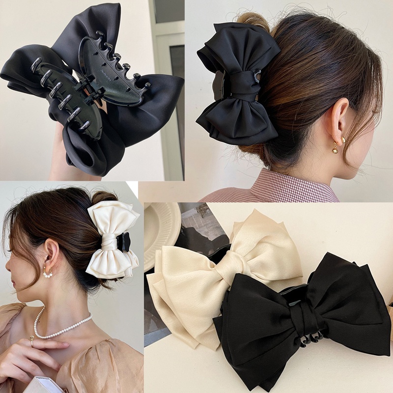 Kẹp Tóc Nơ Nhiều Lớp Màu Đen Xinh Xắn Thời Trang