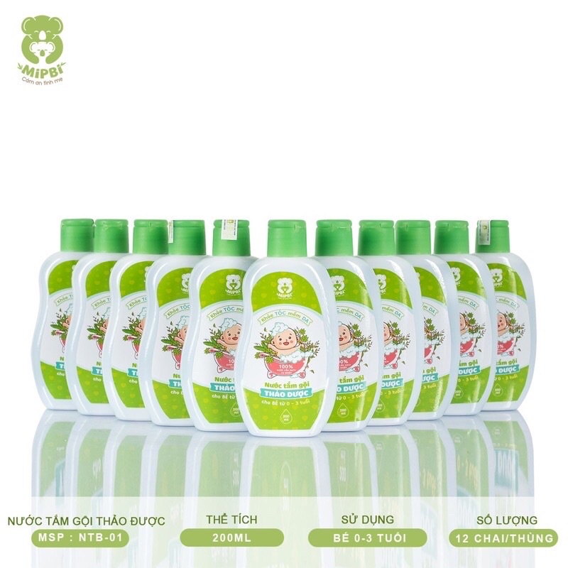 Nước tắm gội thảo dược mipbi 200ml an toàn cho bé từ sơ sinh, Suzy Baby