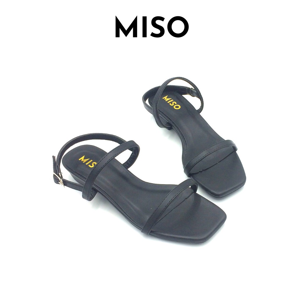 Giày sandal nữ basic Hàn Quốc mũi vuông quai ngang mảnh gót 2cm nhẹ nhàng nữ tính MISO M010