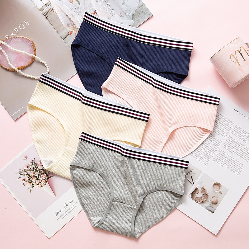 Quần Lót Nữ Cotton Đai Sọc Màu - Quần Lót Tam Giác Nguyên Mông