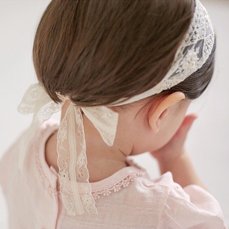 Băng đô ren cài tóc /turban đính hoa cho bé sơ sinh phong cách tiểu thư vintage Hàn Quốc vải siêu mềm mẫu mới