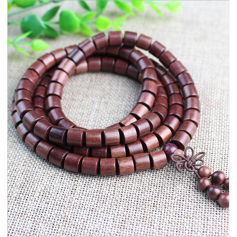 Chuỗi 108 hạt gỗ đàn hương màu nâu sậm