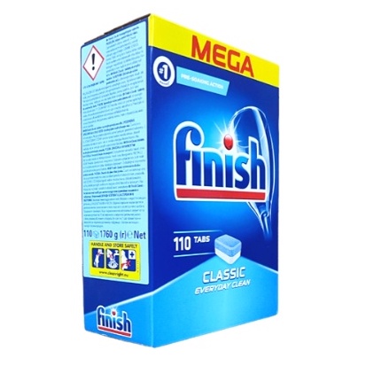 Combo rửa bát Finish: Hộp Classic 110 Viên, Muối 1.5kg, Nước làm bóng 400ml - Chính Hãng.