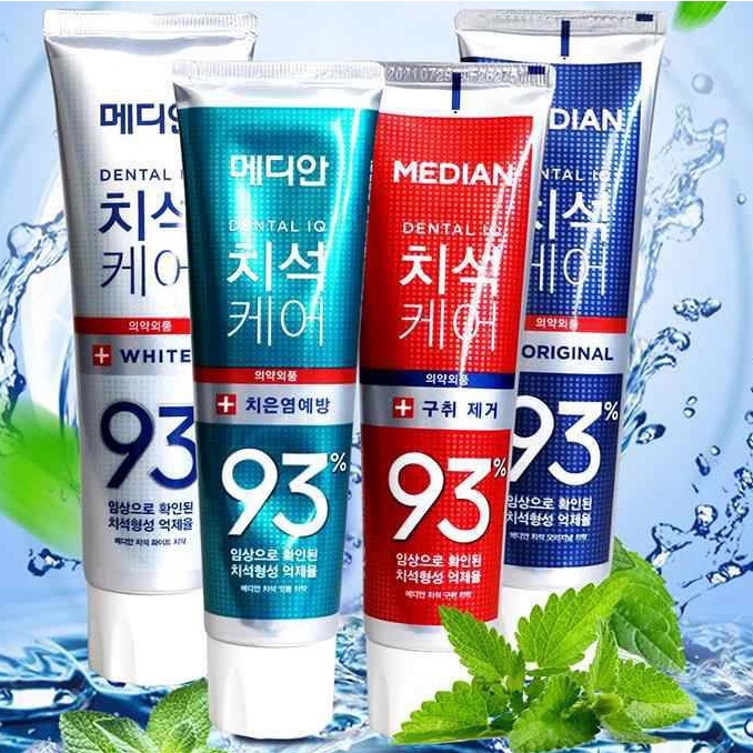 Kem đánh răng Median 93% Hàn Quốc 120g, 4 màu. Tăng khả năng trắng răng, khử mùi hôi, sạch mảng bám.