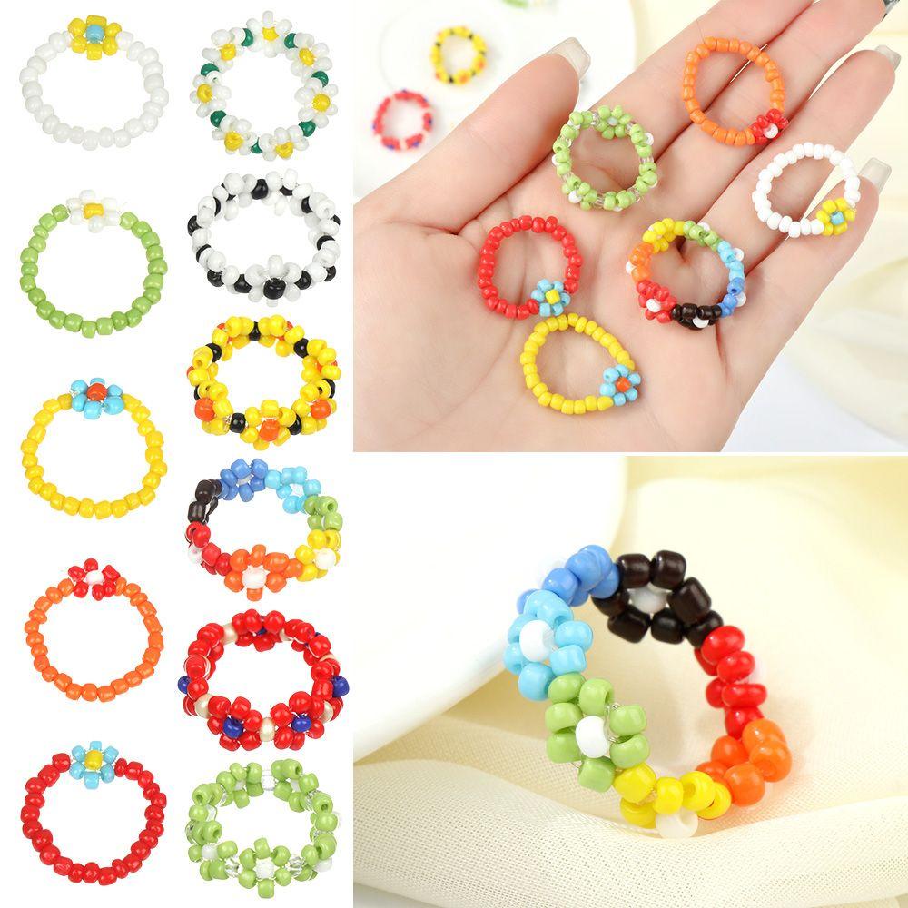 Nhẫn Đính Hạt Hình Hoa Handmade Có Thể Điều Chỉnh Cho Nữ