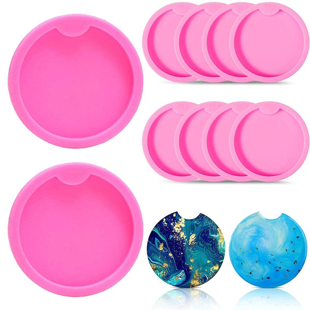 Khuôn Silicone Làm Móc Khóa Nhựa Resin Hình Tròn DIY