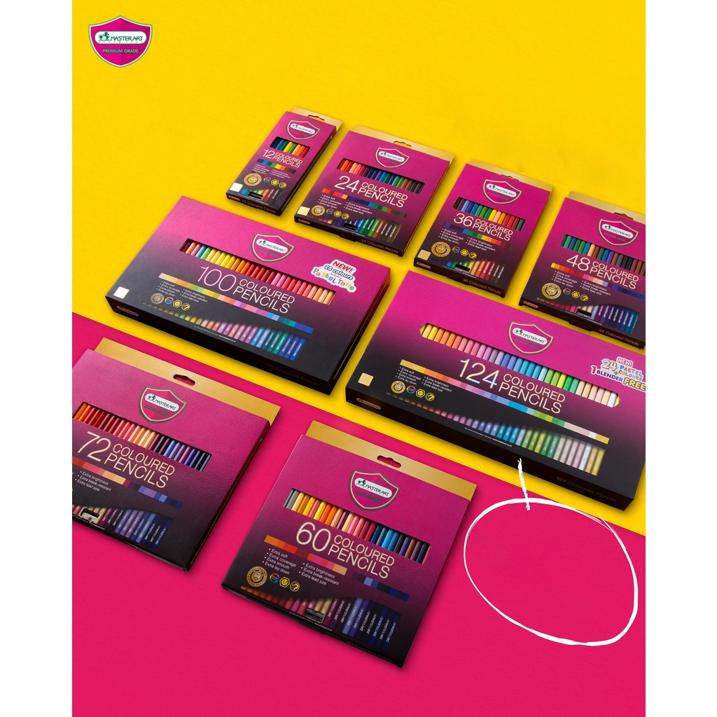 Bút chì màu  12 màu Master Art Series cao cấp, bút chì 12 màu hộp giấy tặng kèm chuốt chì cao cấp trong hộp