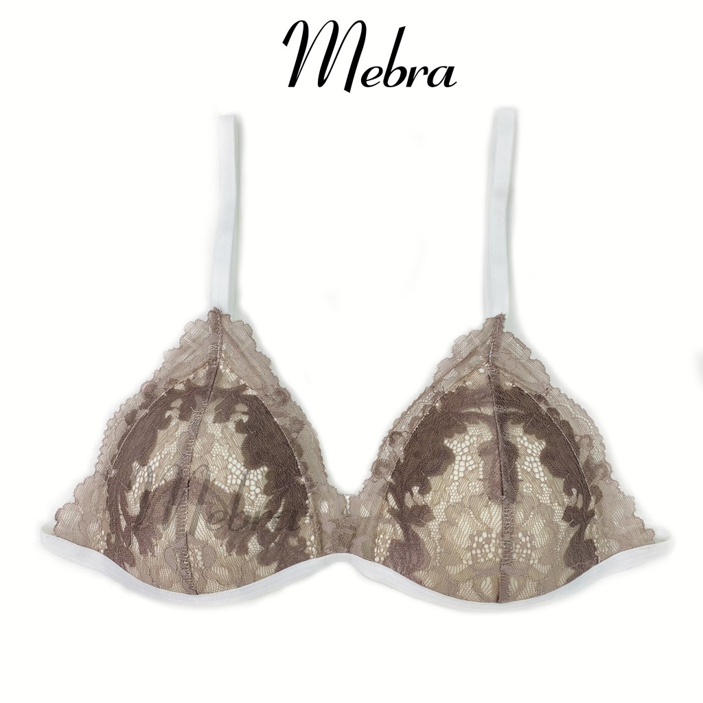 Set đồ lót ren hoa FLOWERS PREMIUM không gọng đệm mỏng quần boxer thương hiệu Mebra MB025