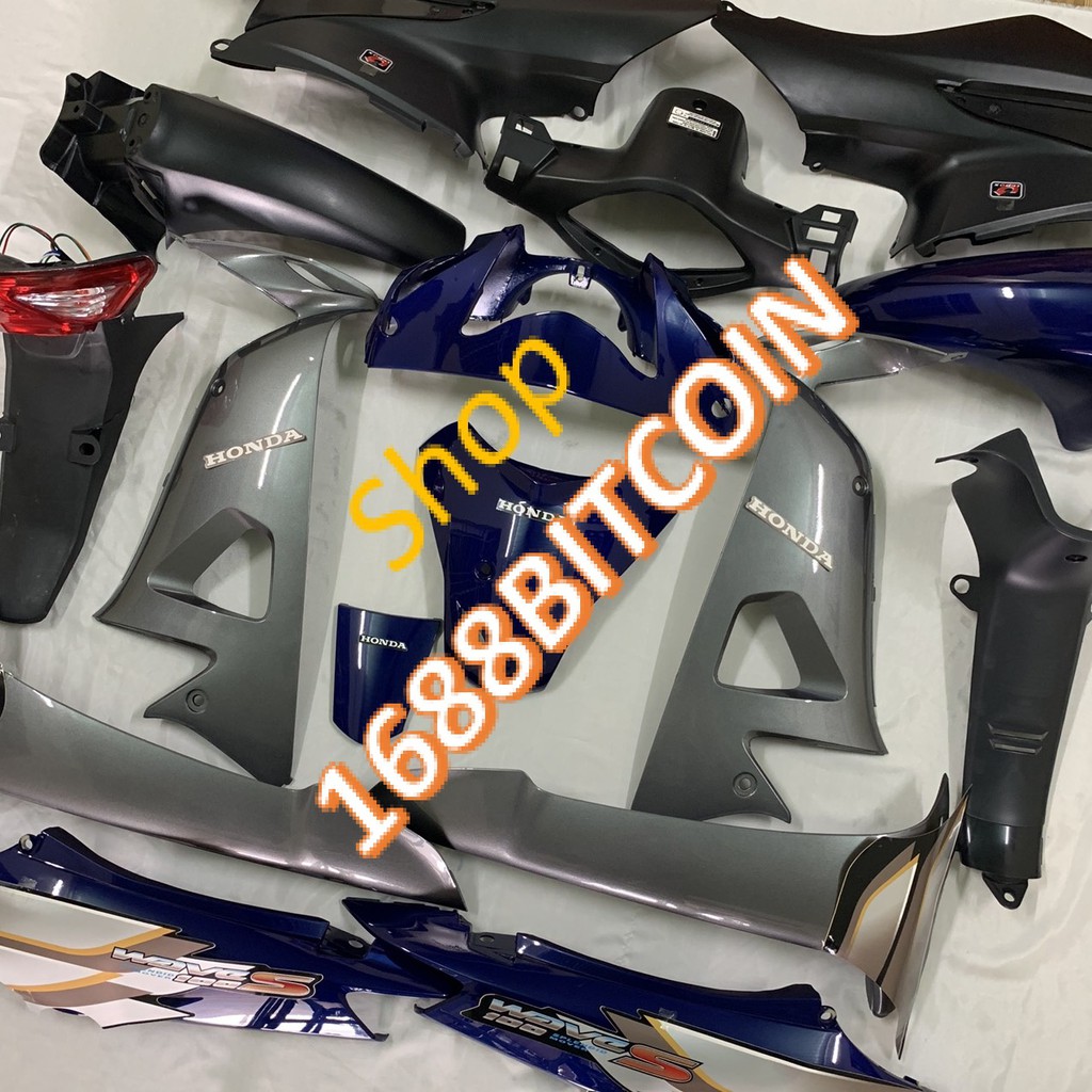 Dàn áo xe wave S100 XANH TÍM-wave rs -wave A -Full áo xe phù hợp đời 2006 đến 2017 -máy 100 và 50cc,mủ trắng ABS