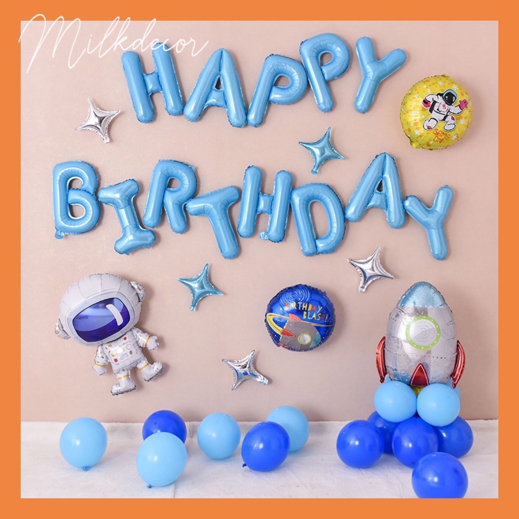 {Tặng Bơm Tay Chuyên Dụng) Set bóng bay trang trí sinh nhật cho bé trai phi hành gia PG03