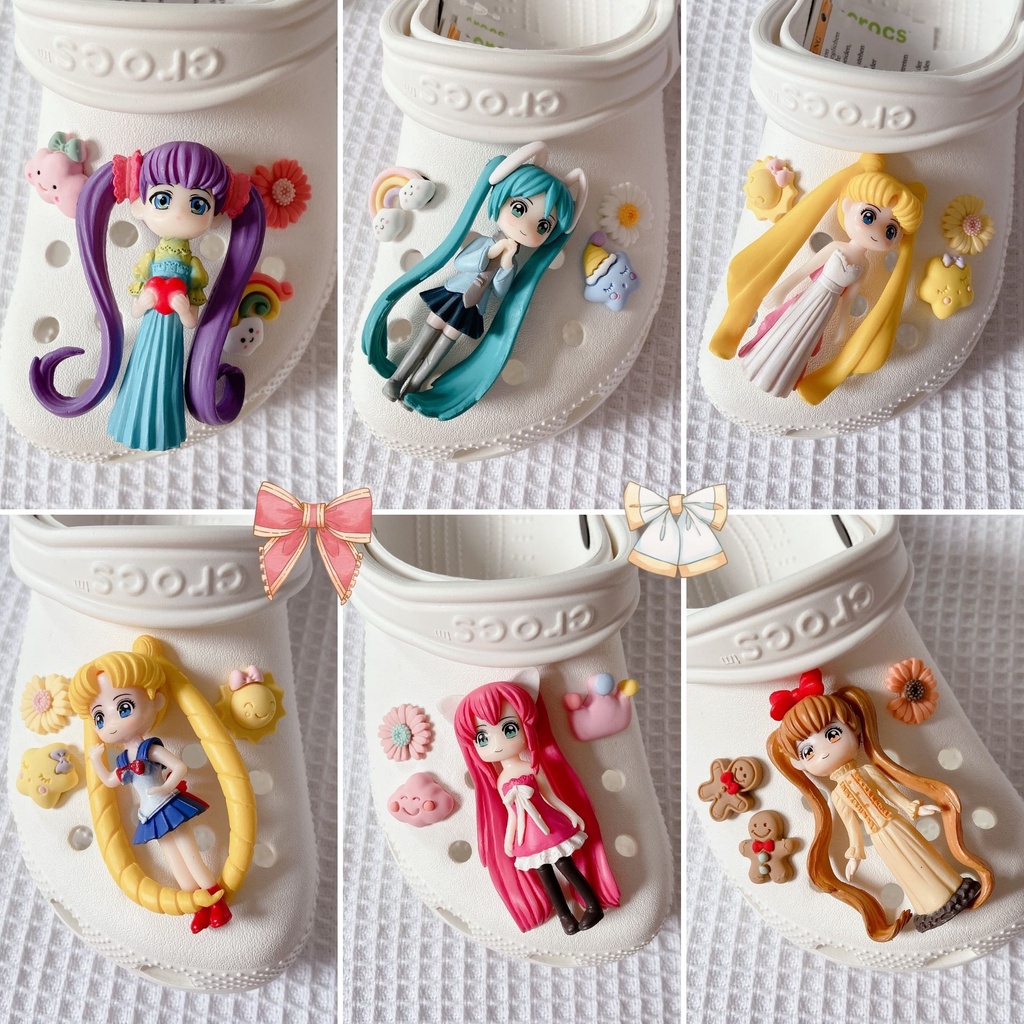 Hạt phụ kiện trang trí giày sandal đục lỗ hình anime đáng yêu DIY