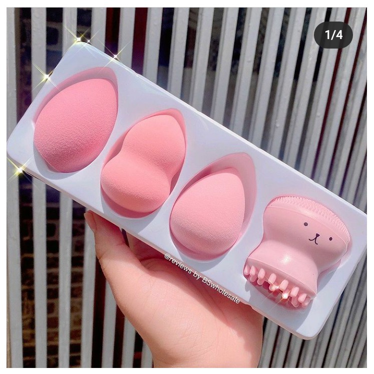 Set 3 Bông Phấn + 1 Bạch Tuộc Rửa Mặt MAKEUP SPONGE | BigBuy360 - bigbuy360.vn