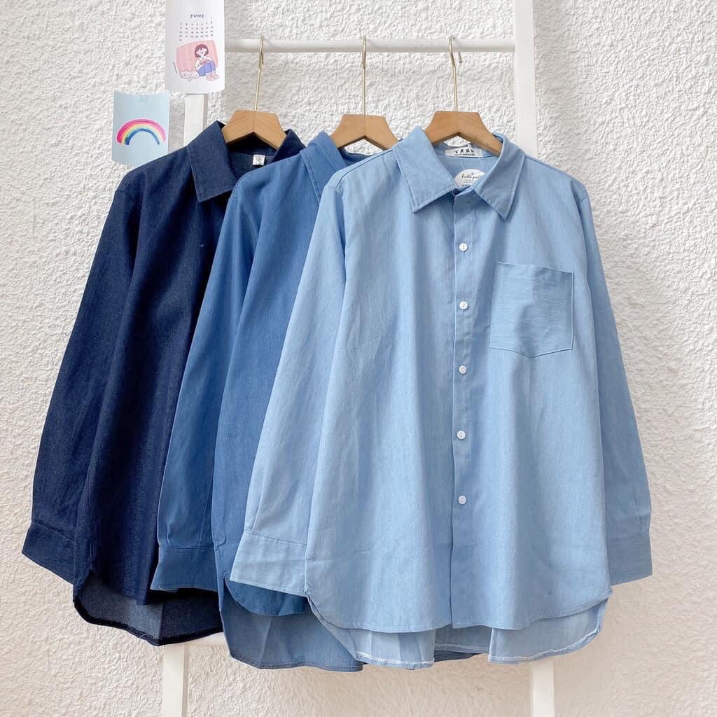 Áo sơ mi nữ áo sơ mi dài tay Denim túi ngực ASM21H_109.080