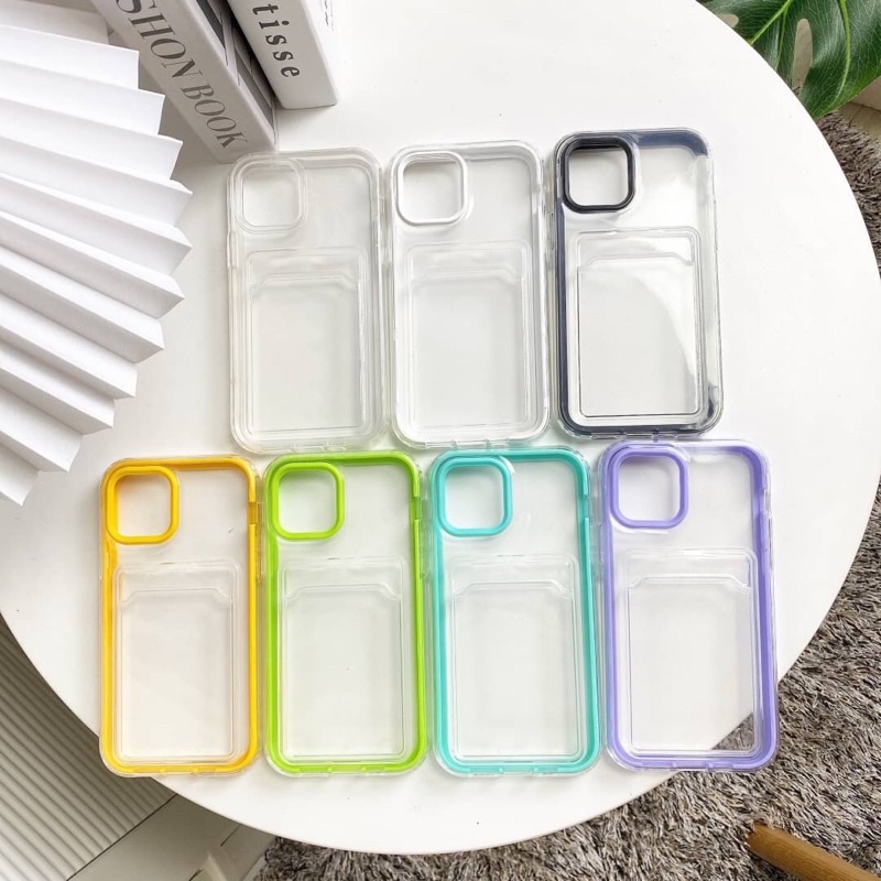 Ốp Điện Thoại TPU Mềm Trong Suốt Chống Sốc Chống Rơi Có Ngăn Đựng Thẻ Và Giá Đỡ Cho iPhone 14 13 12 Pro Max 11 Pro Max XR 7 8 Plus