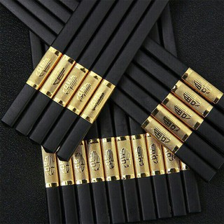 Hộp 10 đôi đũa hợp kim mạ vàng chống mốc - đũa hợp kim chống trơn trượt - hàng chất lượng caoH