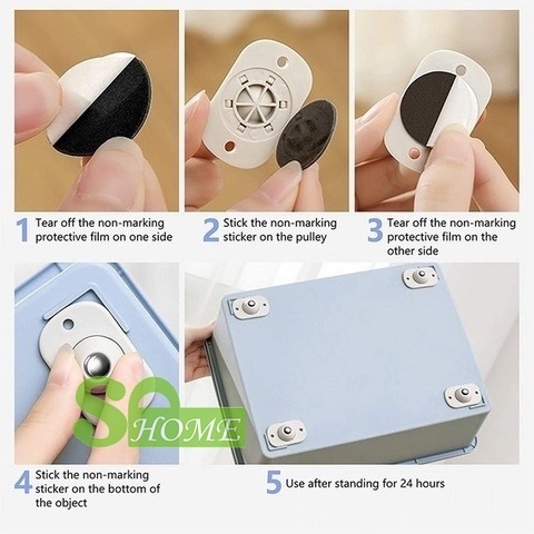 Set 4 Bánh Xe Mini Xoay 360 Độ Cho Đồ Nội Thất° Ròng Rọc Xoay