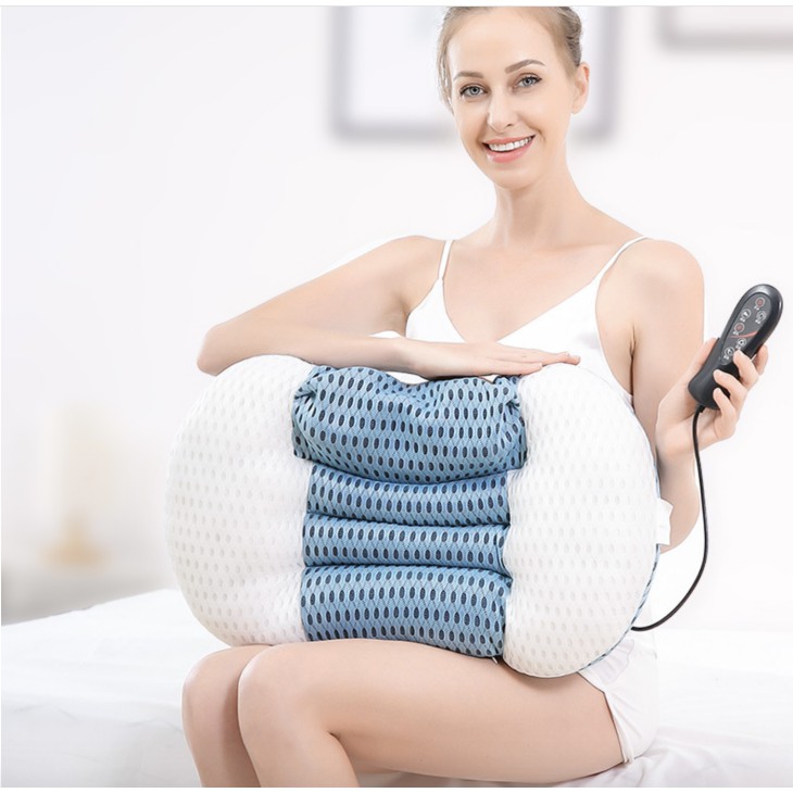 Gối massage đa chức năng mát xa cột sống cổ vai gáy có túi khí chườm nóng