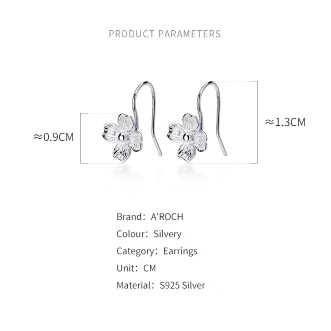 Khuyên tai bạc Ý s925 hoa 4 cánh móc ngọc Hàn Quốc G4368 - AROCH Jewelry