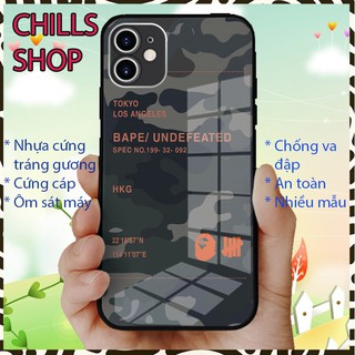 Ốp Lưng Kính LOVE SHOP hình logo Bape-Undefeated sành điệu cho Iphone 6-12 pro max OK-JC20210010
