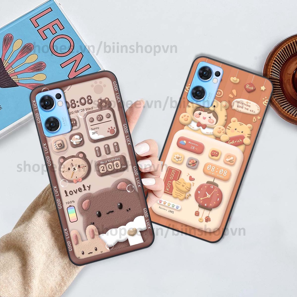 Ốp Oppo Reno7 / Reno7 Z 5G / Reno 7 in 3D icon gấu nổi siêu xinh, siêu đáng yêu, cá tính phong cách