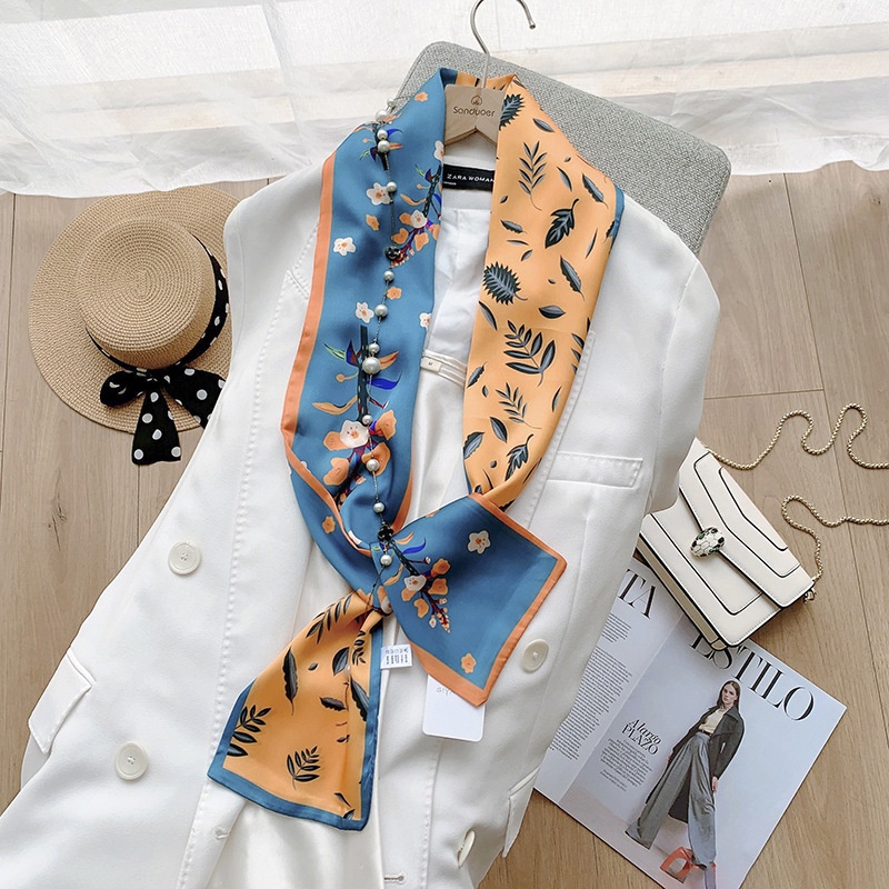 Khăn Choàng Lụa In Tranh Sơn Dầu Phong Cách Retro Pháp Thời Trang Hàng Mới 24H