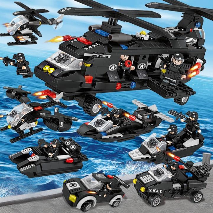 Bộ Lego lắp ráp mô hình trực thăng cảnh sát đặc nhiệm Swat - 667 mảnh ghép