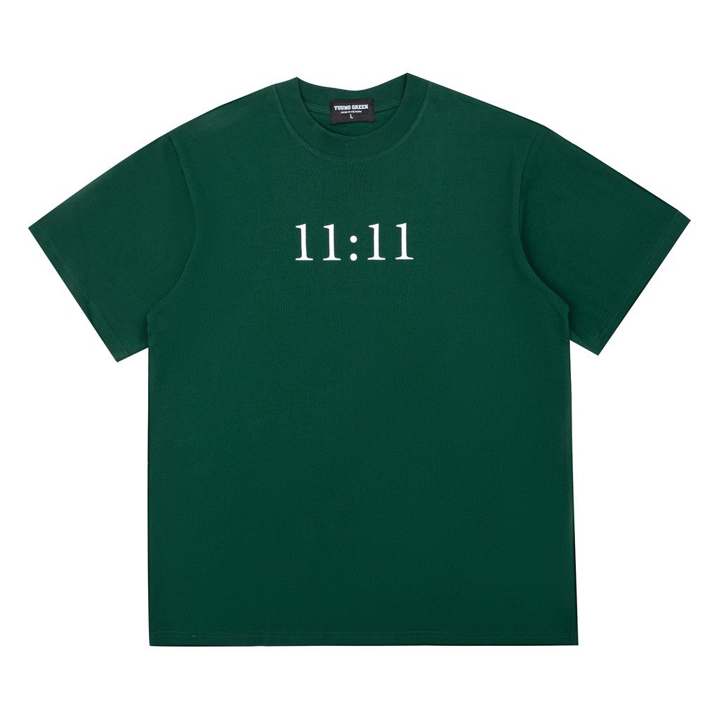 Áo Thun Xanh Lá Unisex Nam Nữ 11 giờ 11 phút fom rộng