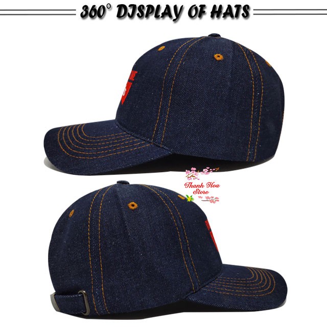 Mũ lưỡi trai nam nữ chất vải bò cao cấp màu đen, xanh, nâu logo trắng đẹp, cá tính, giá rẻ - Nón kết jean bụi LV
