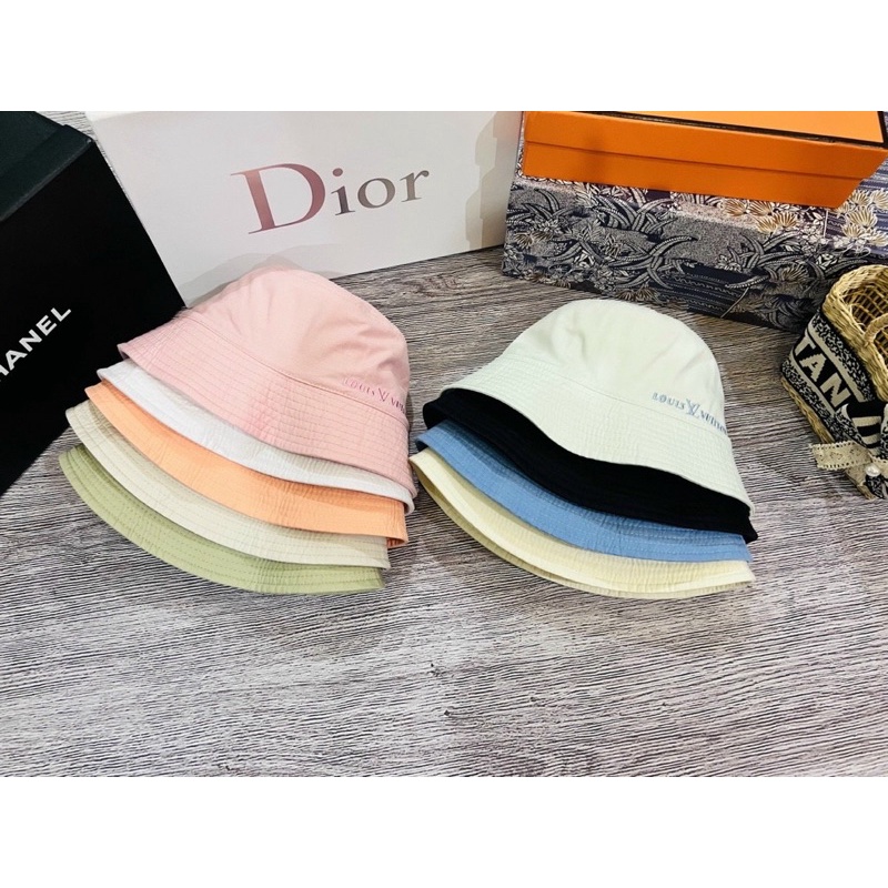 Nón bucket nam nữ, bo cụp thêu chữ L đơn giản nhiều màu sắc trẻ trung