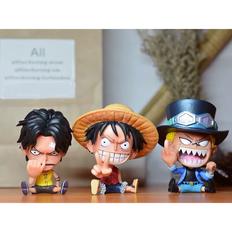 Rẻ Nhất Shopee - Mô Hình Chibi các nhân vật One Piece Mô Hình Băng mũ rơm Luffy , ACE , Sabo Thất Vũ Hải Tượng Figure