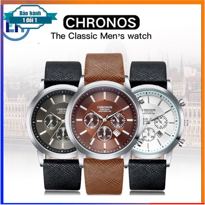 Đồng hồ nam Chronos cao cấp dây da thời trang