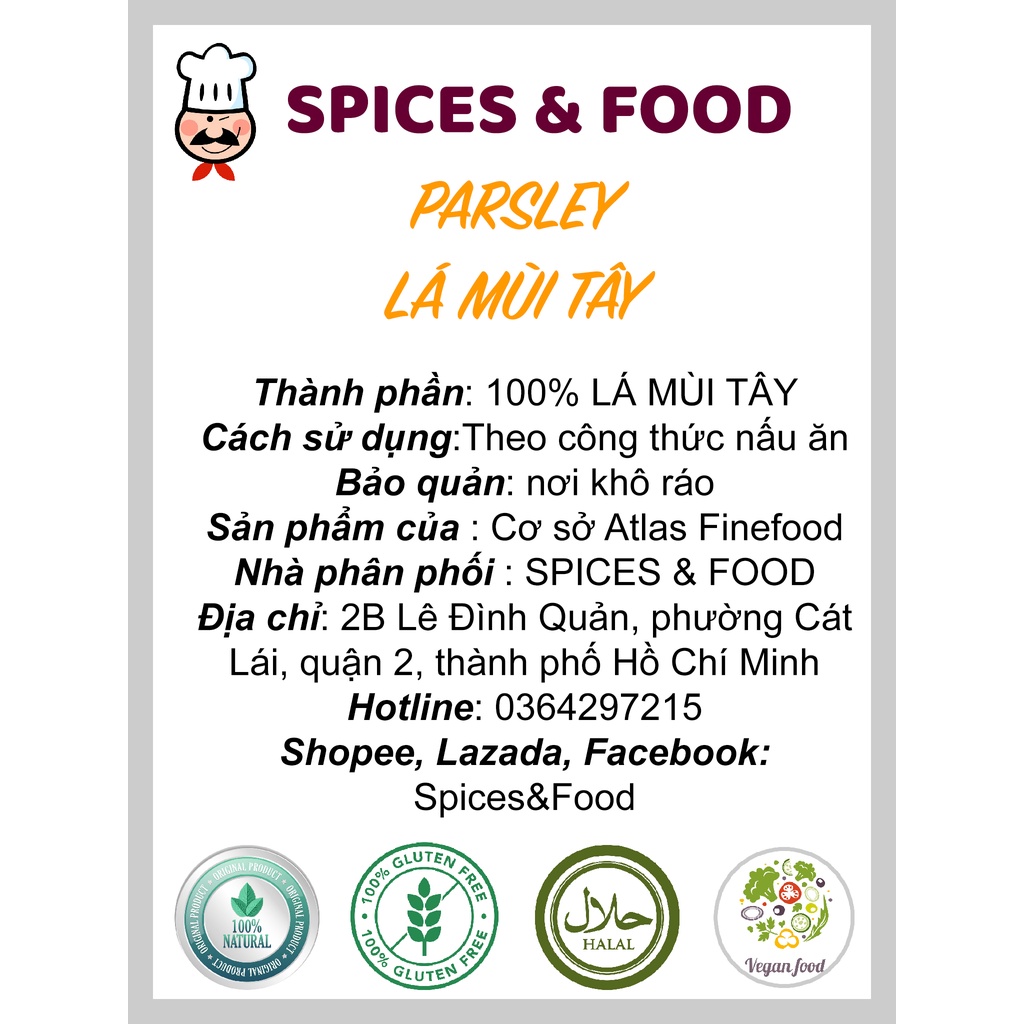 Parsley - Lá Mùi tây Ngò Tây sấy khô nhập khẩu gia vị món Âu