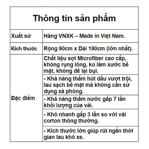 Khăn lau ô tô xe máy đa năng Microfiber không sổ lông siêu thấm hút vệ sinh nhà bếp bàn kính 90x190cm Nhật Bản Mart